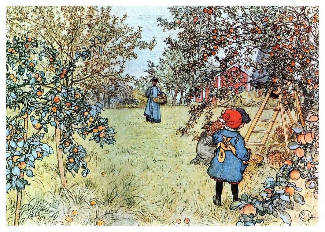 リンゴの収穫 1903年 カール・ラーソン油絵